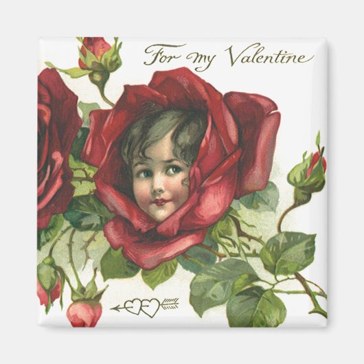  Victoriaans Valentijnsdag, gezichten in Rozen Magneet (Voorkant)