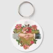  Victoriaans Valentijnsdag, Hands w Flowers Sleutelhanger (Voorkant)