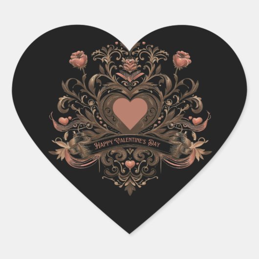 , Victoriaans Valentijnsdag Hart Sticker (Voorkant)