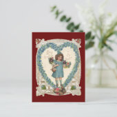  Victoriaans Valentijnsdag, hartslag Feestdagenkaart (Staand voorkant)