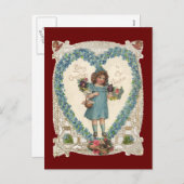  Victoriaans Valentijnsdag, hartslag Feestdagenkaart (Voorkant / Achterkant)