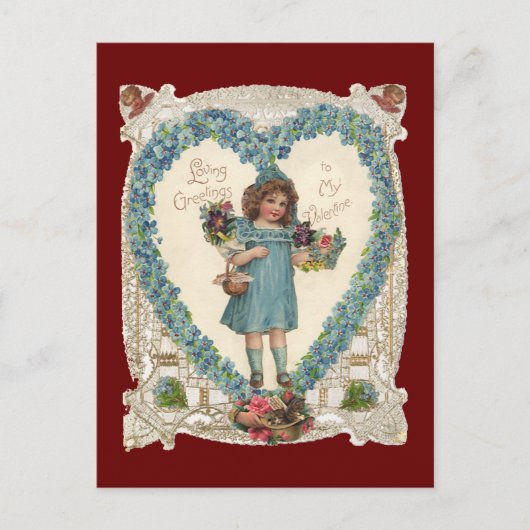  Victoriaans Valentijnsdag, hartslag Feestdagenkaart (Voorkant)