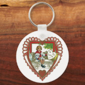  Victoriaans Valentijnsdag, jongen in hart Sleutelhanger (Voorkant)