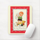  Victoriaans Valentijnsdag jongen, katten en honde Muismat (Met muis)