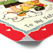  Victoriaans Valentijnsdag jongen, katten en honde Poster (Hoek)