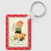  Victoriaans Valentijnsdag jongen, katten en honde Sleutelhanger (Achterkant)