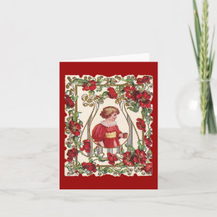 Victoriaans Valentijnsdag Kind met Rozen Feestdagen Kaart