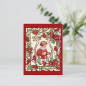 Victoriaans Valentijnsdag Kind met Rozen Feestdagenkaart (Staand voorkant)