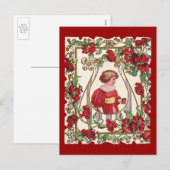 Victoriaans Valentijnsdag Kind met Rozen Feestdagenkaart (Voorkant / Achterkant)