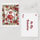  Victoriaans Valentijnsdag Kind met Rozen Notitiekaartje