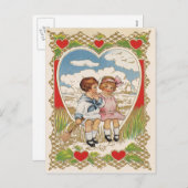  Victoriaans Valentijnsdag Kinderen in het hart Feestdagenkaart (Voorkant / Achterkant)