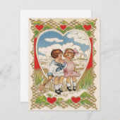 Victoriaans Valentijnsdag Kinderen in het hart Feestdagenkaart (Voorkant / Achterkant)