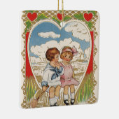  Victoriaans Valentijnsdag Kinderen in het hart Keramisch Ornament (Rechts)