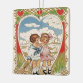  Victoriaans Valentijnsdag Kinderen in het hart Keramisch Ornament (Links)