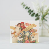  Victoriaans Valentijnsdag, Kinderen in het vliegt Feestdagenkaart (Staand voorkant)