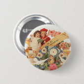  Victoriaans Valentijnsdag, Kinderen in het vliegt Ronde Button 5,7 Cm (Voorkant /achterkant)