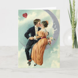 Victoriaans Valentijnsdag Kiss on the Moon Feestdagen Kaart