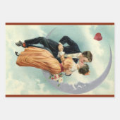 Victoriaans Valentijnsdag Kiss on the Moon Inpakpapier Vel (Voorkant)