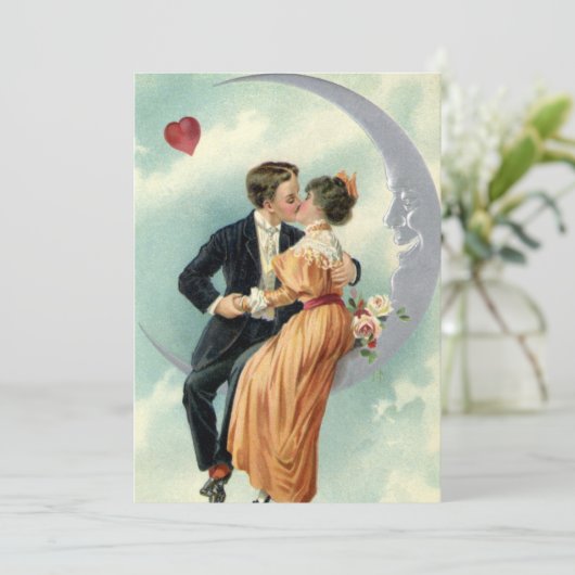 Victoriaans Valentijnsdag  Kiss on the Moon Kaart (Staand voorkant)