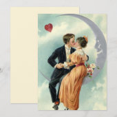 Victoriaans Valentijnsdag  Kiss on the Moon Kaart (Voorkant / Achterkant)
