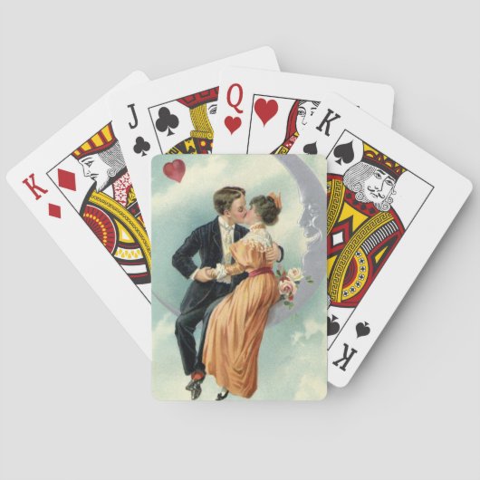 Victoriaans Valentijnsdag Kiss on the Moon Pokerkaarten (Achterkant)