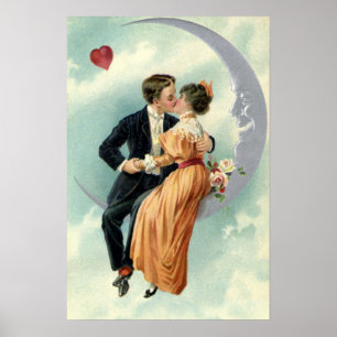 Victoriaans Valentijnsdag  Kiss on the Moon Poster
