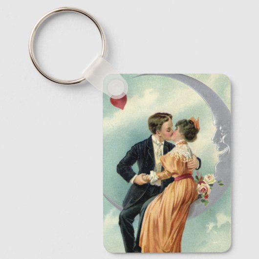 Victoriaans Valentijnsdag  Kiss on the Moon Sleutelhanger (Voorkant)