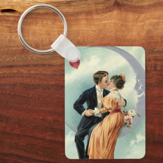 Victoriaans Valentijnsdag  Kiss on the Moon Sleutelhanger (Voorkant)