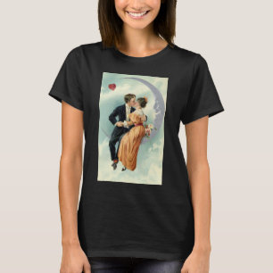 Victoriaans Valentijnsdag Kiss on the Moon T-shirt