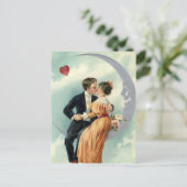  Victoriaans Valentijnsdag Kus op de maan Feestdagenkaart (Staand voorkant)