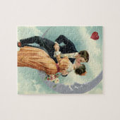 Victoriaans Valentijnsdag Kus op de maan Legpuzzel (Horizontaal)