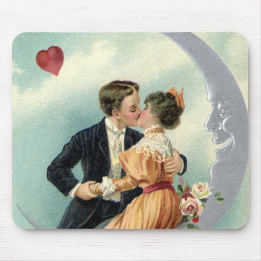  Victoriaans Valentijnsdag Kus op de maan Muismat (Voorkant)