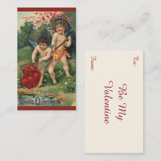  Victoriaans Valentijnsdag, liefdesaanbod Notitiekaartje (Voorkant / Achterkant)