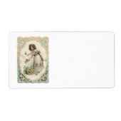  Victoriaans Valentijnsdag, meisje met Rozen Etiket (Voorkant)