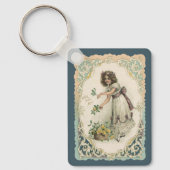  Victoriaans Valentijnsdag, meisje met Rozen Sleutelhanger (Voorkant)