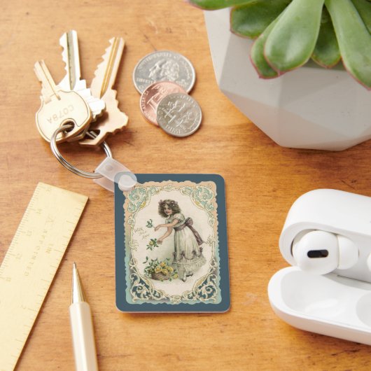  Victoriaans Valentijnsdag, meisje met Rozen Sleutelhanger (Bureau)