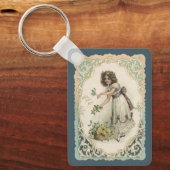  Victoriaans Valentijnsdag, meisje met Rozen Sleutelhanger (Voorkant)