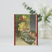  Victoriaans Valentijnsdag, meisjes en Rozen Feestdagenkaart (Staand voorkant)