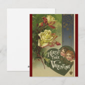  Victoriaans Valentijnsdag, meisjes en Rozen Feestdagenkaart (Voorkant / Achterkant)