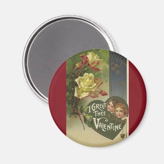  Victoriaans Valentijnsdag, meisjes en Rozen Magneet (Voorkant / Achterkant)