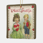  Victoriaans Valentijnsdag, verlegen kinderen Keramisch Ornament (Links)