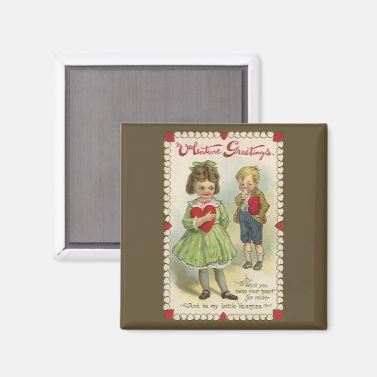  Victoriaans Valentijnsdag, verlegen kinderen Magneet (Voorkant / Achterkant)