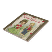  Victoriaans Valentijnsdag, verlegen kinderen Tegeltje (Zijkant)