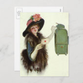 Victoriaans Valentijnsdag Vrouw-liefdesbrief Feestdagenkaart (Voorkant / Achterkant)