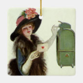  Victoriaans Valentijnsdag Vrouw-liefdesbrief Keramisch Ornament (Achterkant)