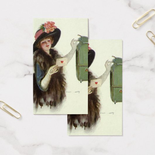 Victoriaans Valentijnsdag Vrouw-liefdesbrief Visitekaartjes (Kantoor)