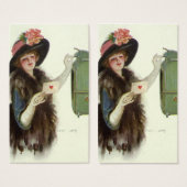 Victoriaans Valentijnsdag Vrouw-liefdesbrief Visitekaartjes (Voorkant /achterkant)