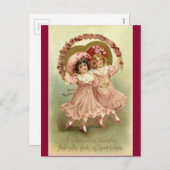  Victoriaans Valentijnse  Angel Feestdagenkaart (Voorkant / Achterkant)