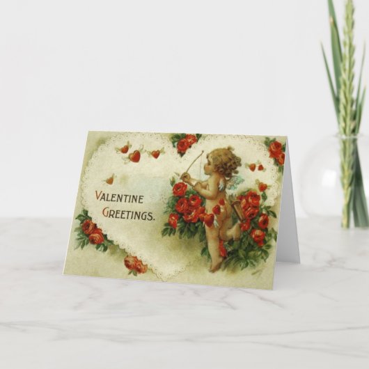 Victoriaans Valentijnse  Cherub Feestdagen Kaart (Voorkant)