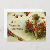 Victoriaans Valentijnse Cherub Feestdagenkaart (Voorkant / Achterkant)